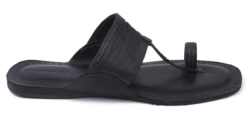 Image of KORAKARI Mens Handmade Kolhapuri Chappal Smooth and Comfortable, Stylish Durable Anti Slip Design Flip Flops Slippers Genuine Leather Traditional Indian Footwear.