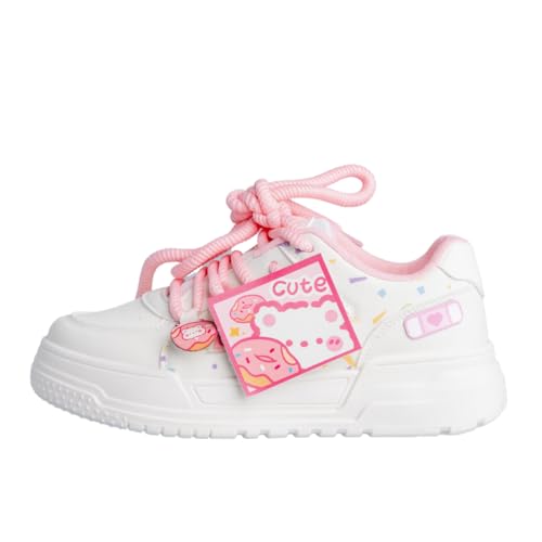 Bobo's House Pretty Pink Bear Chunky Sneakers Kawaii Women’s Vegan Leather Platform Shoes