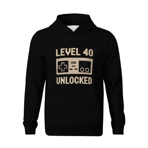 Kids Level 40 Unlocked - 40th Birthday Gamer Gift Boys Girls Lightweight Kangaroo Pocket Fleece Hoodies2