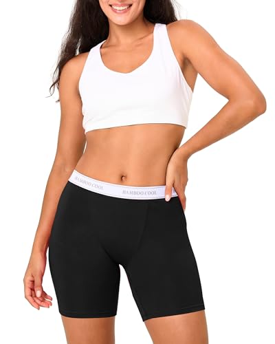 Image of BAMBOO COOL Womens BoyShorts Underwear Full Coverage Ladies Panties High Waisted Boxer Briefs Breathable Stretch 5 Pack