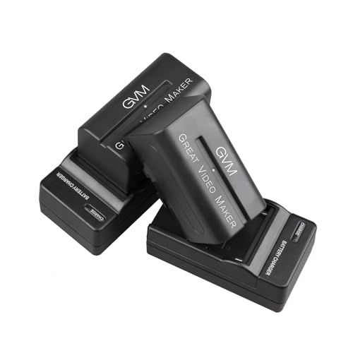 Image of GVM 2 Packs NP-F750 Replacement Batteries 7.2V 4400mAh with Dual Travel Chargers, Compatible with NP-F550 /570 /750 /770 /960 /970 /DCR /DSR /HDR /FDR /HVR /HVL Camera Camcorder LED Video Light Slider Monitor