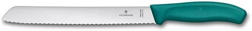 Victorinox Swiss Classic Professional Bread Knife, Extra Sharp Blade, Serrated Edge, 21 cm, Robust Plastic Handle, Stainless Steel, Green