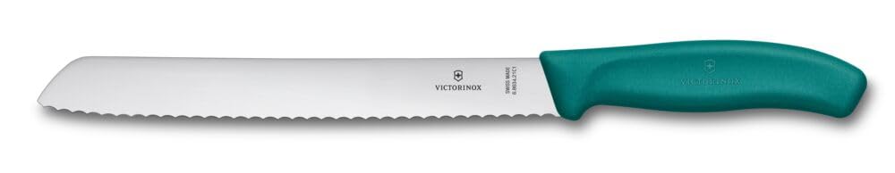 Victorinox Swiss Classic, Professional Bread Knife, Extra Sharp Blade, Serrated Edge, 21 cm, Robust Plastic Handle, Stainless Steel, Green