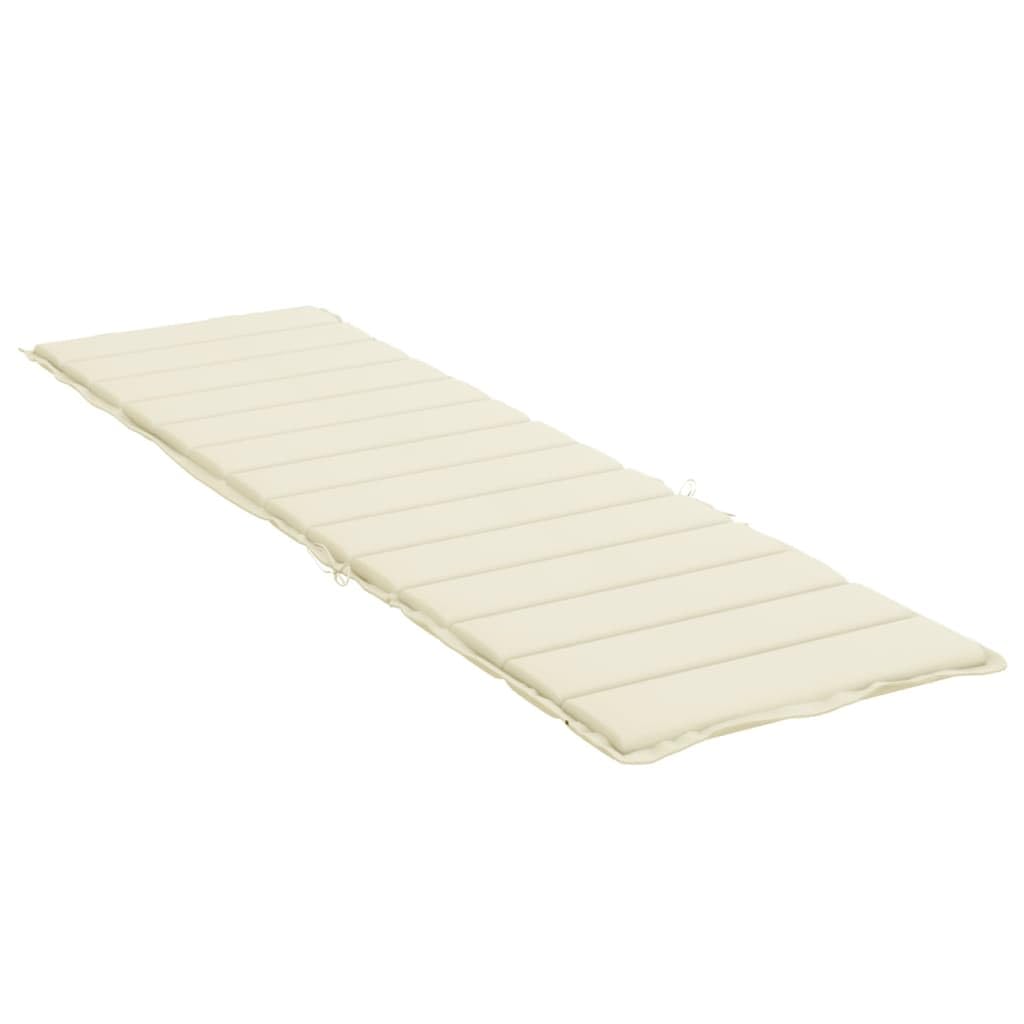 Nakładka na leżak, kremowa, 200 x 70 x 3 cm, tkanina Oxford, poduszka na meble ogrodowe, antypoślizgowa konstrukcja i miękka tapicerka