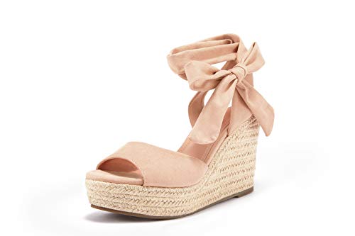 Image of SERAIH Womens Lace up Espadrilles Platform Wedges Sandals Heels Tie Ankle Strap Summer Dress Shoes