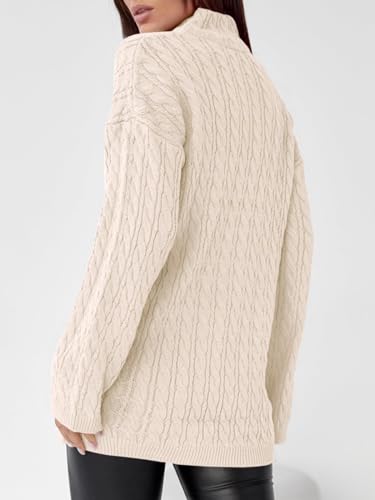 Imily Bela Womens Cable Knit Half Zip Sweater V Neck Collared Fall Trendy Oversized Long Sleeve Pullover Tops3