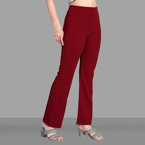 Image of Women's High Waist Bell Bottom Trouser, Elastic Flared Bootcut Pants