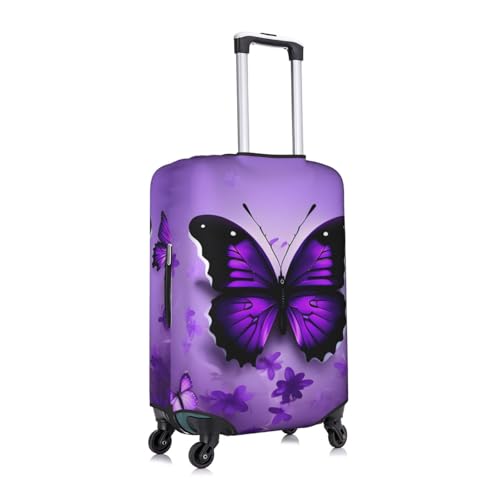 Housse de bagage imprimé papillons violets blanche taille L - 3