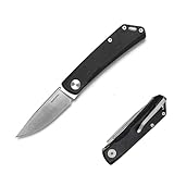 Real Steel Luna Lite Slipjoint Folding Pocket Knife - D2 Blade and Coyote G10 Handles - Perfect for Camping, Hiking, Daily Cutting Tasks - EDC Knife for Men Women (Satin/Black)
