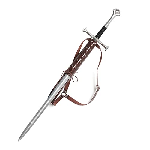 HZMAN Medieval Renaissance Leather Sword Frog LARP Costume Accessory Shoulder Strap Longsword not Included (Brown)
