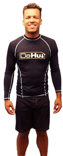 Da Hui Mens Long Sleeve Rash Guard Water Surf Shirt UPF 50+2