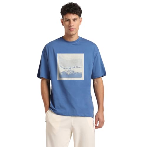 Image of Nobero Men's Oversized Graphic T-Shirt for Men | Soft Cotton | Drop Shoulder Relaxed Fit | Printed Casual Tshirt for Men