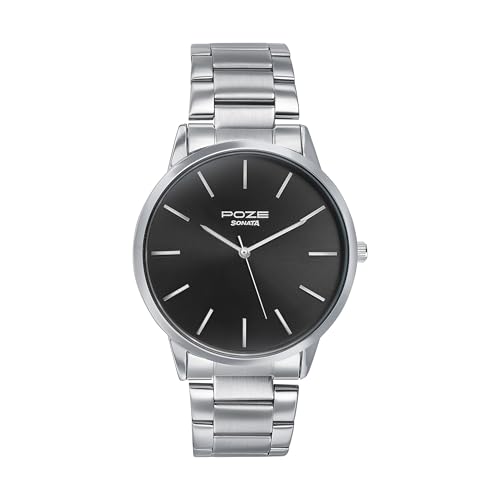 Sonata Poze Quartz Black Dial Silver Metal Strap for Men-SP70045SM01W (B0DDTWBCXN) Amazon Price History, Amazon Price Tracker