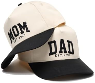 New Parents 2026 Gift Set - Dad and Mom Est 2026 Matching Baseball Cap Bundle - 1st Father's Day & Mother's Day Expecting Parents Gifts - 2 Pack image 5