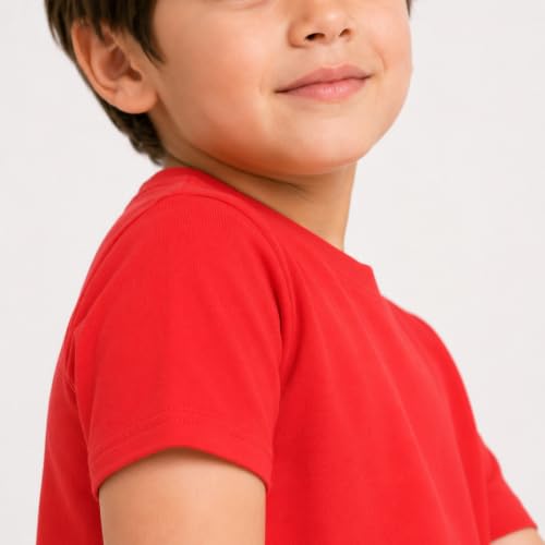 Image of Kids Round Neck Boys Tshirt | Short Sleeves | Natural Organic 100% Cotton Soft Comfortable Fabric | School Plain Color Original Branded Half Sleeve | T-Shirt for Boy Kid | Sleepwear Everyday Casual