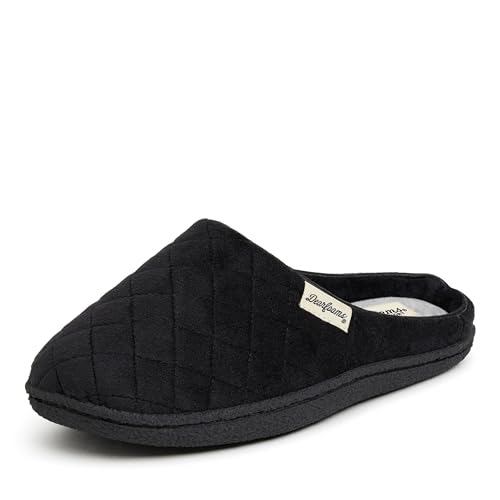 Dearfoams Womens Lacey Machine Washable Memory Foam Comfort Easy On/Off Clog Slipper, Black, X-Large US