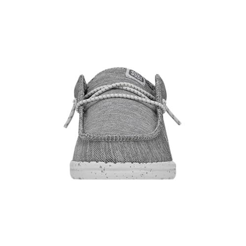 Image of HEYDUDE Boy's Wally-Youth Sport Knit Light Grey Size 5 | Youth's Shoes | Youth Slip-on Loafers | Comfortable & Light-Weight