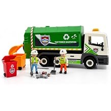 Garbage Truck Toy Set with 2 Action Figures, Dumpster, Trash Bin, Cleanup Accessories & Pretend Trash, Ages 4+