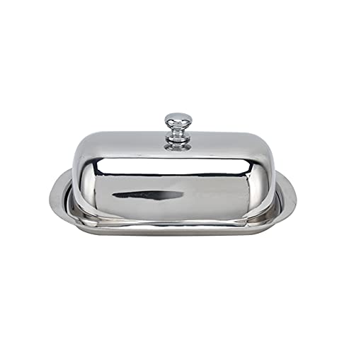 Stainless Steel Butter Dish, Classic Butter Keeper Solid Cheese Container with Easy to Hold Lid for Countertop