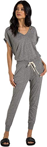 n:PHILANTHROPY womens Space Short Sleeve Vneck Knit Jogger Jumpsuit, Grey Space, Large US