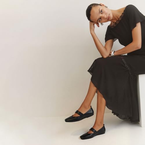 Uacllcau Ballet Flats Shoes for Women Square Toe Mary Jane Shoes Flat Women Comfortable Dressy Casual Slip On Ballerina Mesh Flats with Elastic Strap2