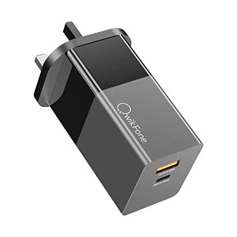 Qwikfone USB C Wall Power Adapter Charger, 65W GaN PPS SFC Super Fast Charging For Latest Samsung Devices, MacBook Air, MacBook Pro 13", iPad, iPhone, Pixel, Dell, Laptop, S22, Note 10/20 + Cover