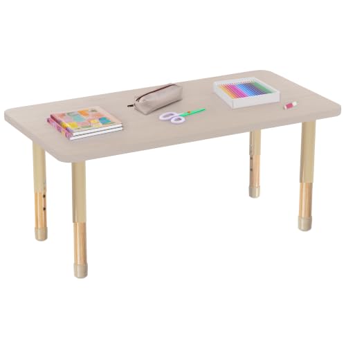 Image of 24 inch x 48 inch Rectangle Kids Classroom Table with Adjustable Chunky Wood Legs