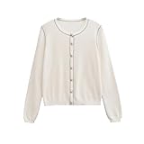 Women's European And American Style French Design Contrast Trim Solid Color Casual Jacket WHITE L