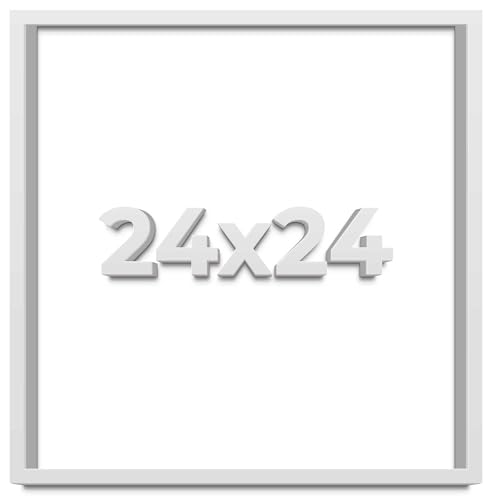 24x24 Shadow Box Frame White | 1 Inches Deep Real Wood Contemporary Shadowbox Display Frame | UV Resistant Acrylic Front, Acid Free Backing, and Hanging Hardware | Lucius Picture Frame Style