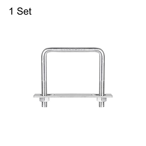 Image of uxcell Square U-Bolts, 87mm(3.43 inch) Inner Width 100mm Length M10 304 Stainless Steel U Clamp Bolt with Nuts and Plates, for Boat Trailer