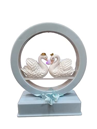 Image of AUGEN Plastic Led Light Couple Swans Idol Statue Showpiece for Home Decor Decoration and Gifting (1 Piece, 9939B)