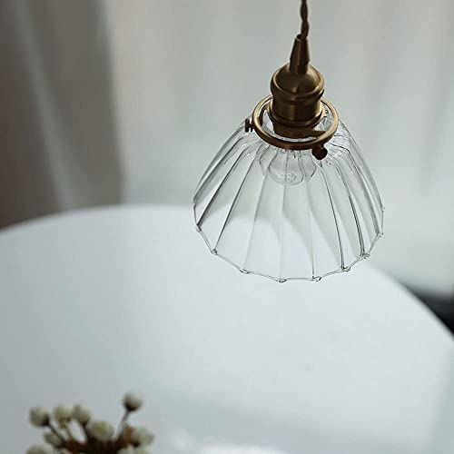 Candelabro de forma de concha japonesa e iluminación colgante de pantalla plisada retro 2