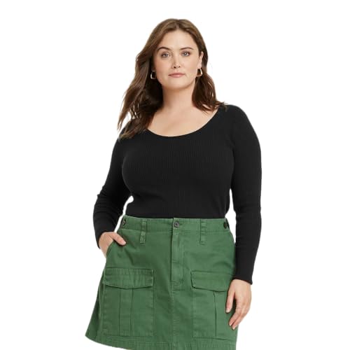 Universal Thread Women's Shrunken Rib Scoop Neck...