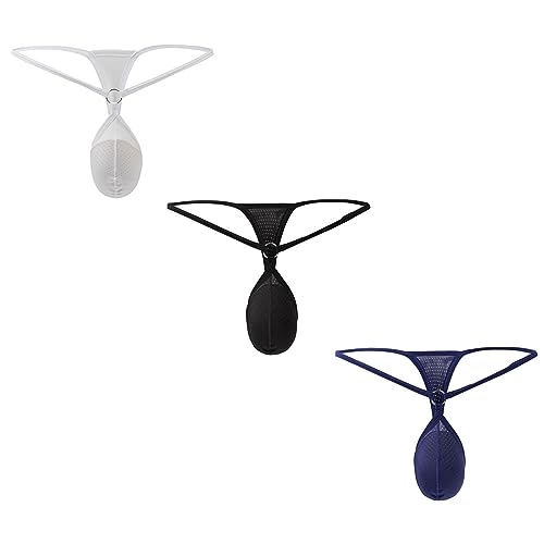 Men's Low Waist Thin Strap Underwear Briefs Pouch G-String Mesh Men's Bikini Thong Under Panties