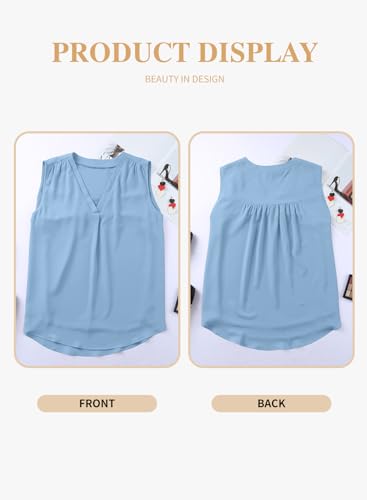 Image of Eytino Womens Plus Size Tank Tops Summer Sleeveless V Neck Casual Loose Chiffon Blouse Office Work Shirts(1X-5X)