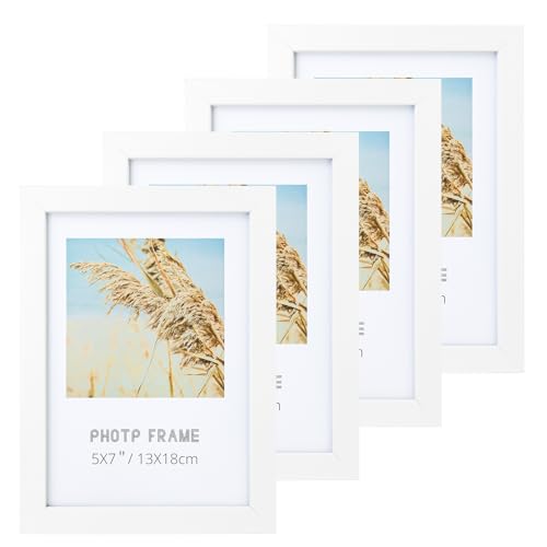 SDLDEER 5x7 picture frame Wall & Tabletop Display 4 Pack White Wood