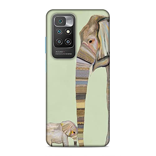 Image of Printed Mobile Back Hard Case Cover for Xiaomi Redmi 10 Prime | Elephants, Cute Baby Elephant, Traditional-2189
