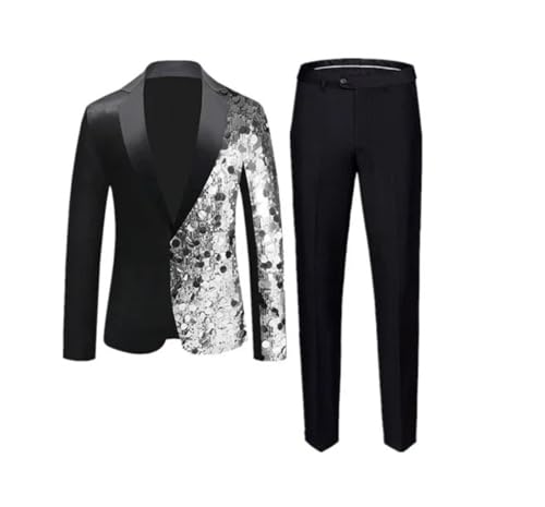 Men Sequin Suit Singer Stage Performance Dress Blazers and Trousers F S