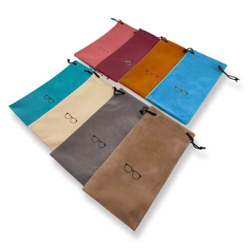 JYNXOR Custodia Occhiali Morbida,8 Pacchi Astuccio Sacchetto per Occhiali con Laccetti,Custodia Morbida per Occhialis da Sole Portatile,Occhialis per Protezione e Conservazione(Colore Casuale)