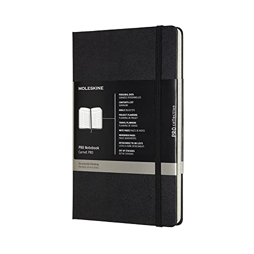 Moleskine PRO Notebook, Hard Cover, Large (5" x 8.25") Professional Project Planning, Black, 240 Pages