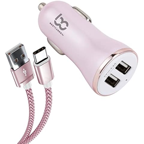 NWNK13 Fast Car Charger for Samsung A13 5G A53 5G A33 5G A23 5G Mobile Phone in Car Charger 2 Port USB Car Adapter Fast Charging 4.8A with 1mt Type C USB Cable High Speed Lead Wire for A73 5G Cover