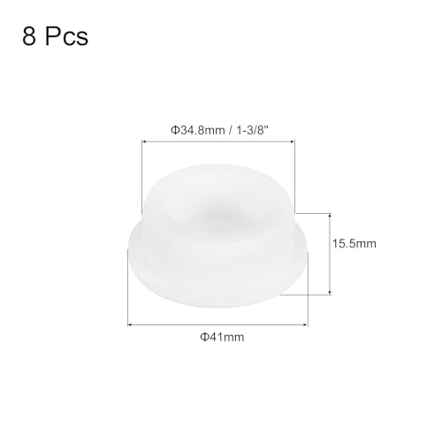 Image of MECCANIXITY 8Pcs T-Shaped Silicone Plugs 34.8mm 1-3 /8 Inch Dia Snap in Plug Hole Seal Cover Round Rubber Stopper for Kitchen Rubber Bulkheads Waterproof Sealing Plugs White
