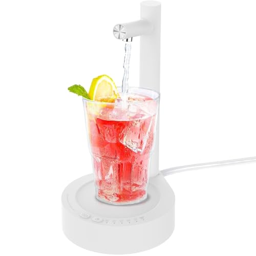 Mottinhill Desktop Water Dispenser for 5 Gallon Bottle Desktop Portable Countertop Electric Water Pump with Fast USB-C Charging for Home Office Desk Bedside & Outdoor Use (Cool White)