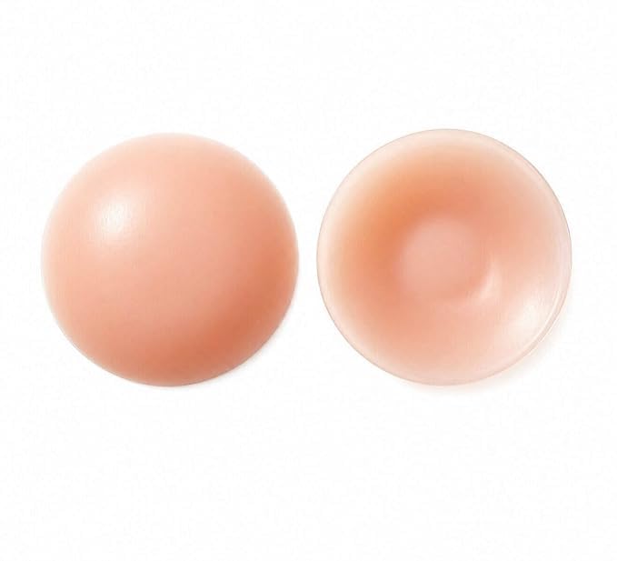 Reusable Silicone Nipple Covers for Women, Invisible Adhesive Seamless Round Pasties, Lightweight No Show Bra Covers for Dresses, Tops and Formal Wear, Skin-Friendly Reusable Design, 1 Pair-image-2