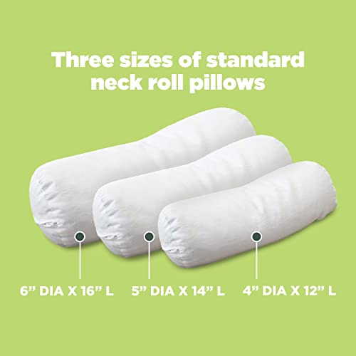 Bean Products Neck Roll Organic Kapok Pillow + Natural Org Case - 5" X 14" - Organic Cotton Zippered Shell - Made In Usa #TOP3