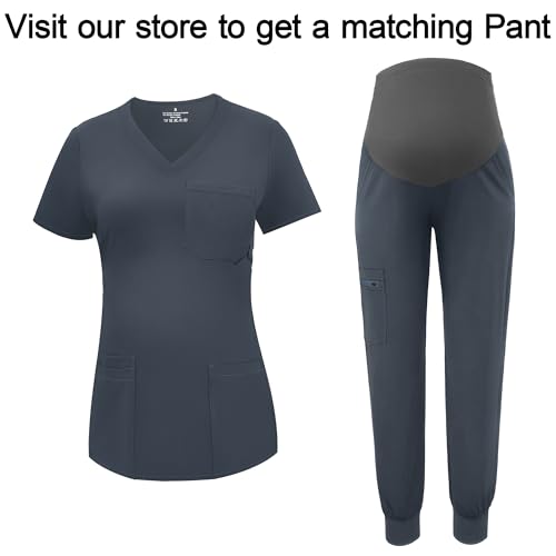 Image of PACBREEZE Women's Maternity Scrub Top /Shirt V-Neck Workwear Medical Pregnancy Scrub Clothes, S-XXL