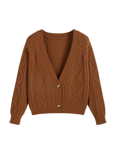 Image of CIDER Women's Plus Size Cropped V-Neck Cardigan Long Sleeve Sweater