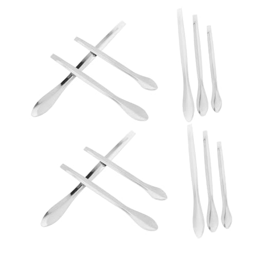 FUNOMOCYA 12pcs Stainless Steel Sampling Spatula Reagent Sampling Laboratory Laboratory Mixing Spatula Micro Mixing Scoop Laboratory Measuring Silver