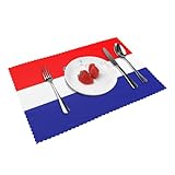 Elegante Tischsets mit Kroatischem Flaggenmuster, 4er-Set – Individuelle Frühlings Tion für den Esstisch, hitzebeständig, strapazierfähige Polyester-Tischsets für Zuhause und Hotel