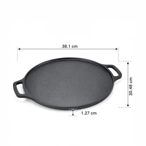 Image of HomeEssentials Non-Stick 30cm Cast Iron Dosa Tawa with Silicone Handle | Pre-Seasoned Iron Griddle for Dosa, Roti, Paratha, Uttapam & Pancakes | Naturally Non-Stick | Even Heat Distribution